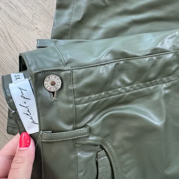 Green Faux Leather Pants - Picture 6 of 6